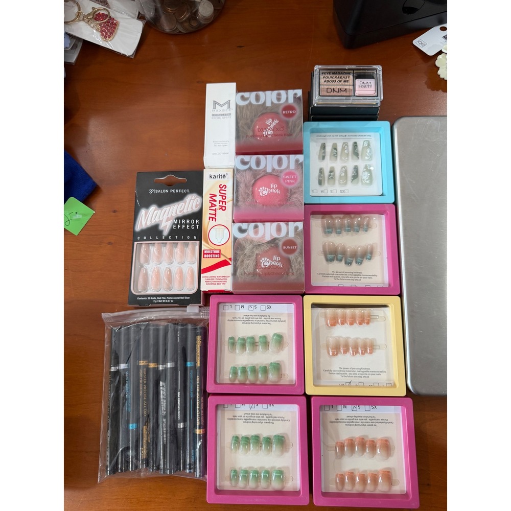 Huge Beauty Bundle Salon Perfect Magnetic Nails Lip Cheek Balm Eyeliner Makeup